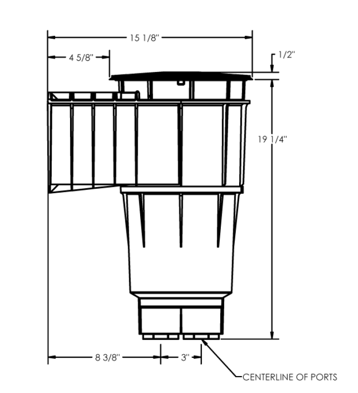 Pentair U-3 Skimmer White w/ White Lid & Frame, 2" Slip with 1-1/2" Slip Reducers, Includes Float and Check Valve, Basket | 08650-1404