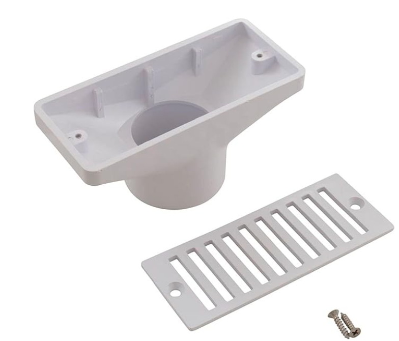 Pentair 2-1/2" x 6" Gutter Drain & Grate, White | 542039