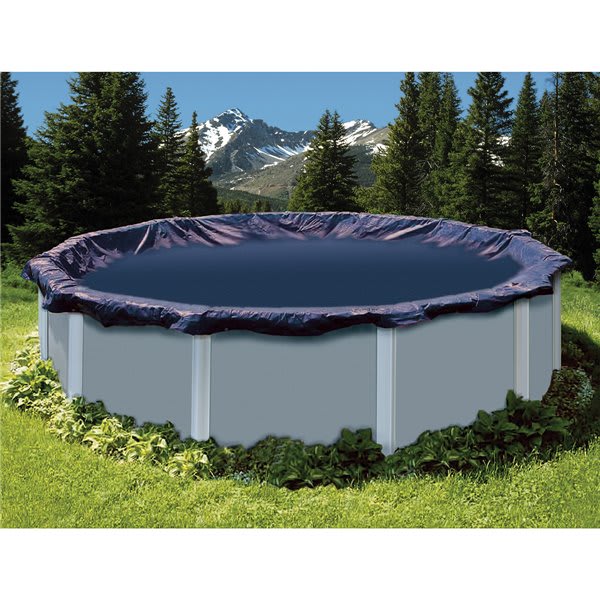 Swimline Deluxe 18' x 38' Oval Above Ground Winter Pool Cover, 4' Overlap, Blue/Black, 8 Year Warranty | PCO82242