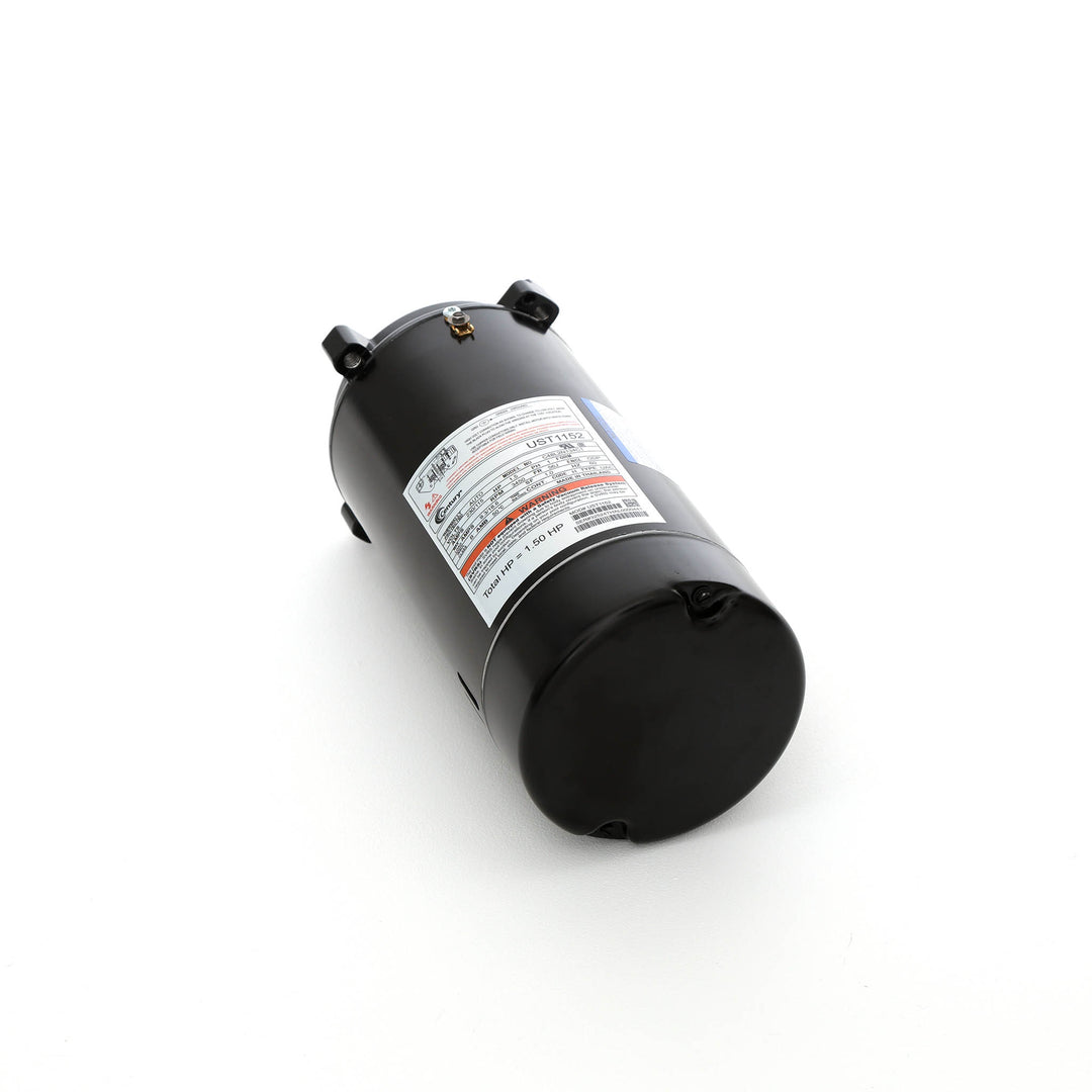 Century pool pump motor UST1152 in black cylindrical shape with threaded shaft and manufacturer label on side