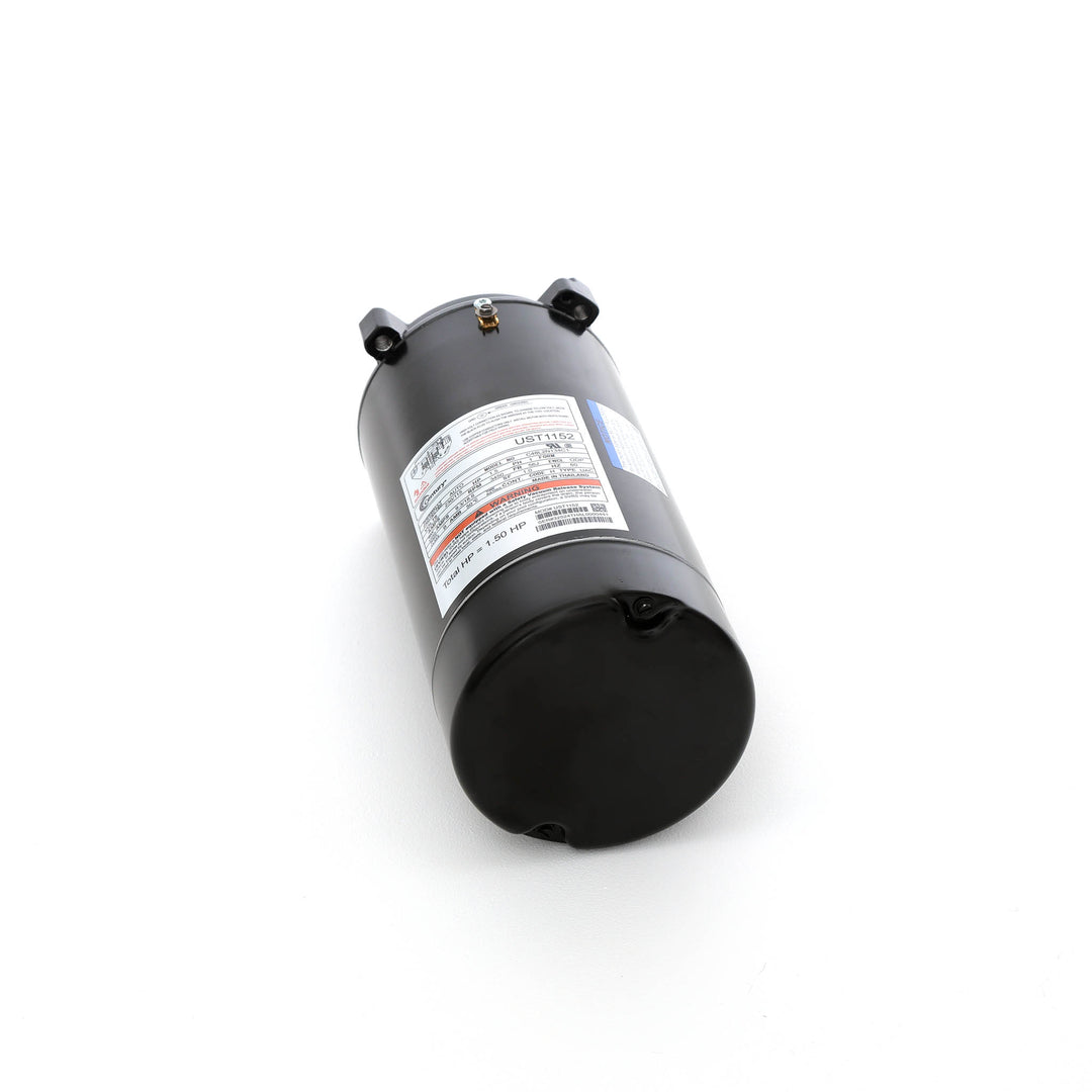 Century pool pump motor UST1152 in black cylindrical metal housing with product label and threaded shaft