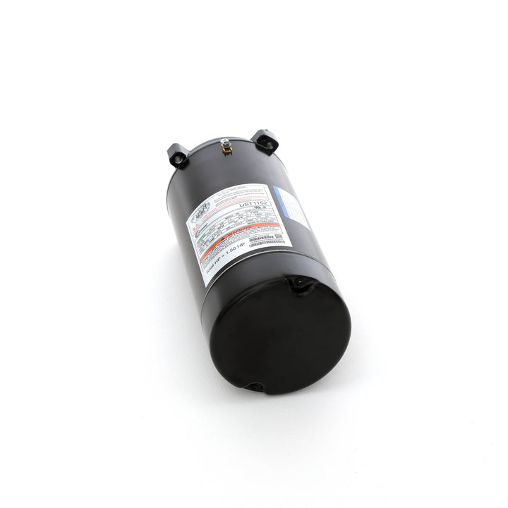 Century pool pump motor UST1152 in black cylindrical metal housing with product label and threaded shaft