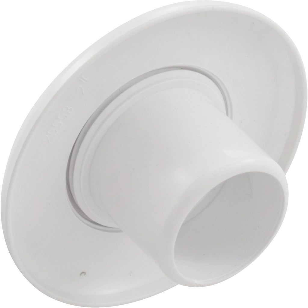 White oval-flanged Hayward Hydrostream fitting SP1422E with angled 1-1/2" slip tube and molded size markings.