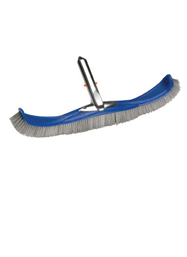 Ocean Blue flexible pool brush with blue curved plastic body and mixed gray nylon and stainless steel bristles 20 inch
