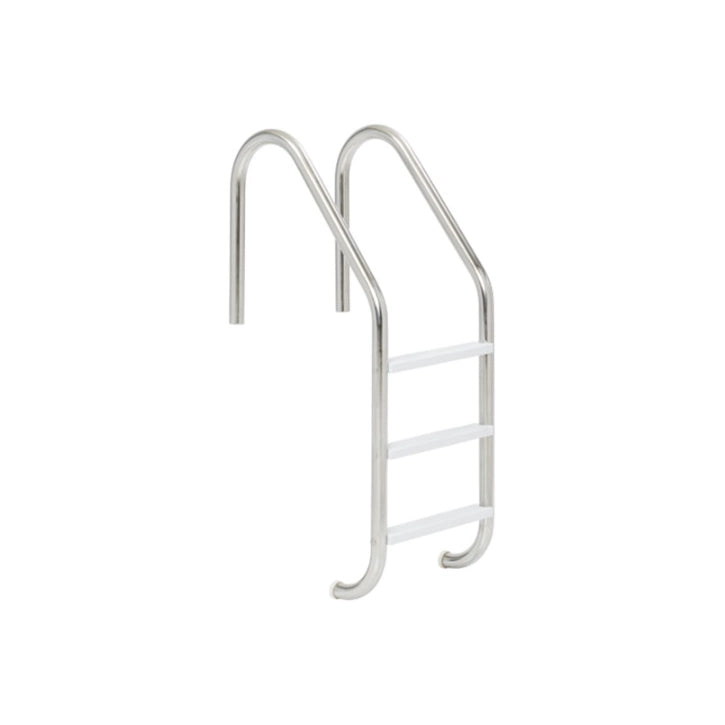 Zodiac 24" marine grade stainless steel 3-step pool ladder with white plastic treads and curved handrails