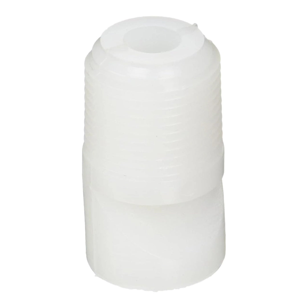 White plastic 3/4" MIP Aerator Inlet Fitting by Pentair, threaded cylindrical body with center hole.