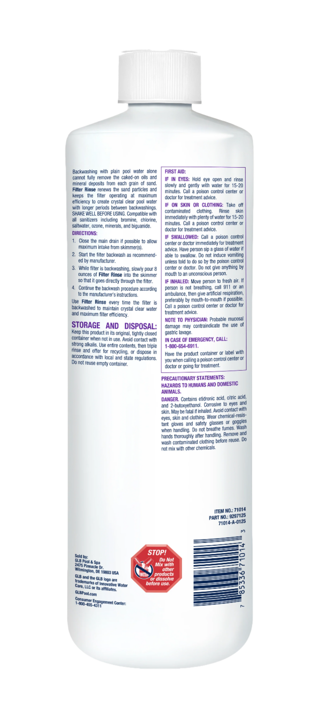 GLB Filter Rinse Pool Filter Cleaner, 32 oz Bottle | 71014