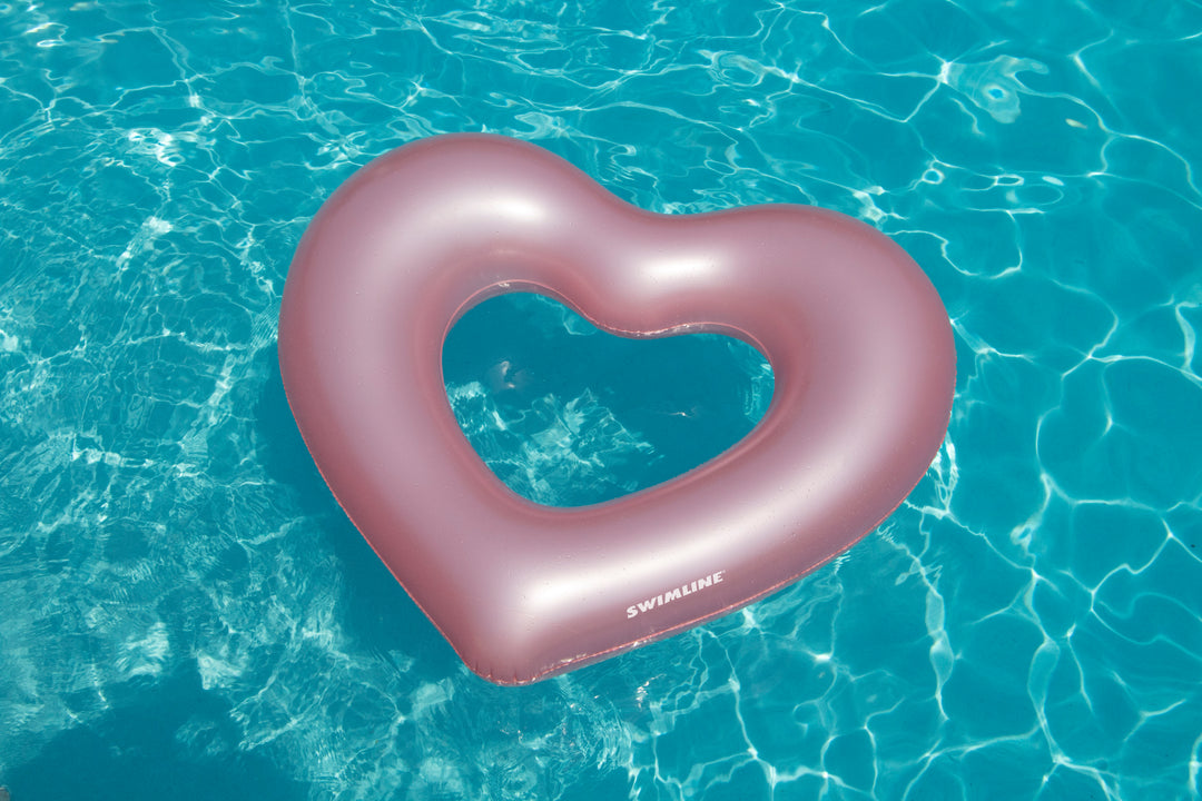 Swimline Metallic Heart Ring Pool Float, Metallic Pink | 90159