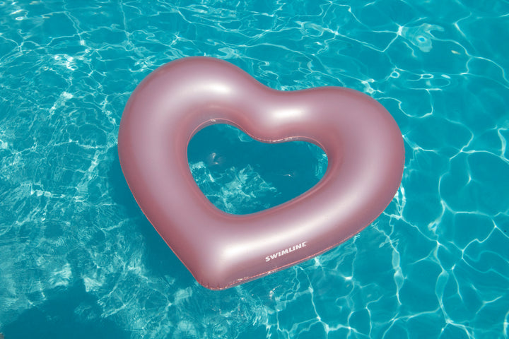 Swimline Metallic Heart Ring Pool Float, Metallic Pink | 90159