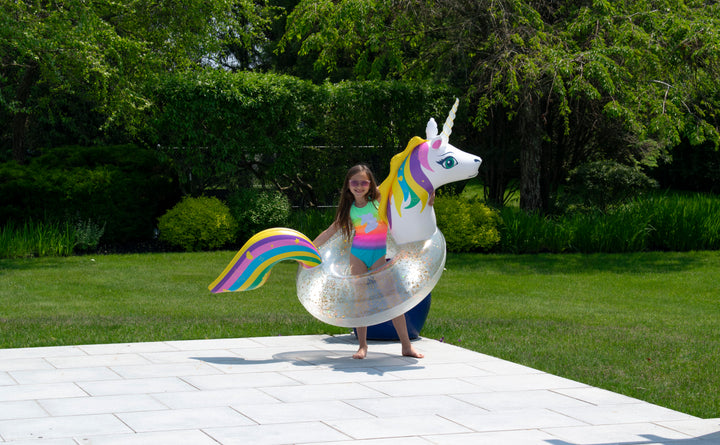 Swimline 68" LED Light-up Unicorn Glitter Float Ring | 90387