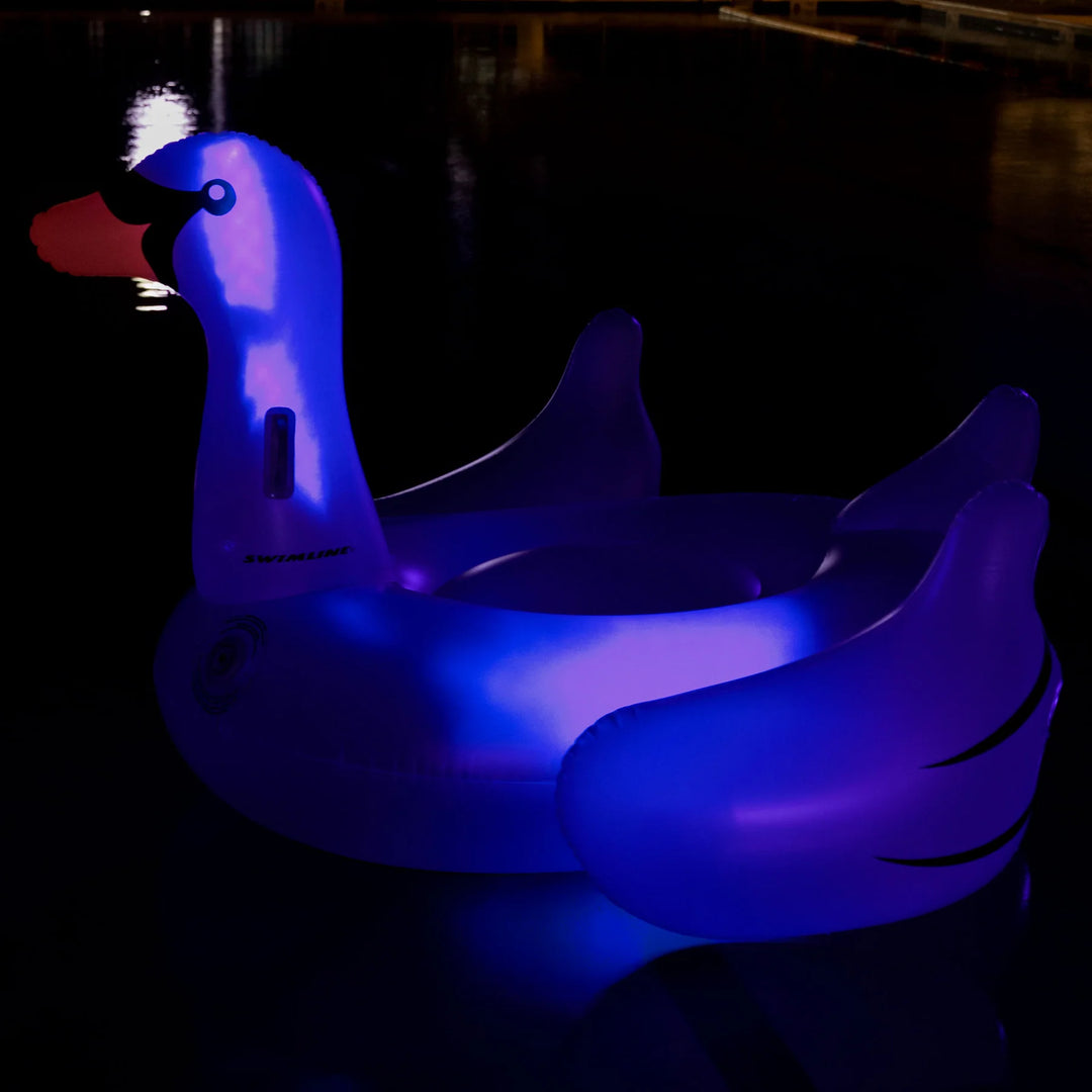 Swimline Giant LED Light-Up Swan Ride-On Pool Float | 90702