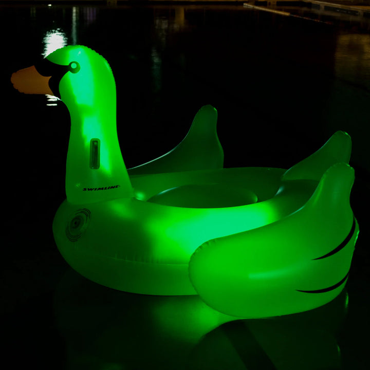 Swimline Giant LED Light-Up Swan Ride-On Pool Float | 90702
