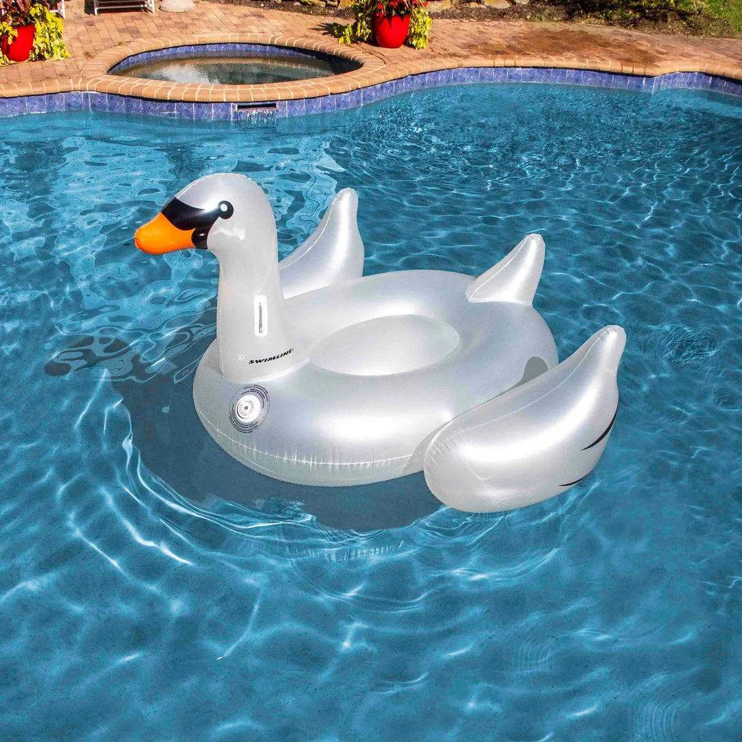 Swimline Giant LED Light-Up Swan Ride-On Pool Float | 90702