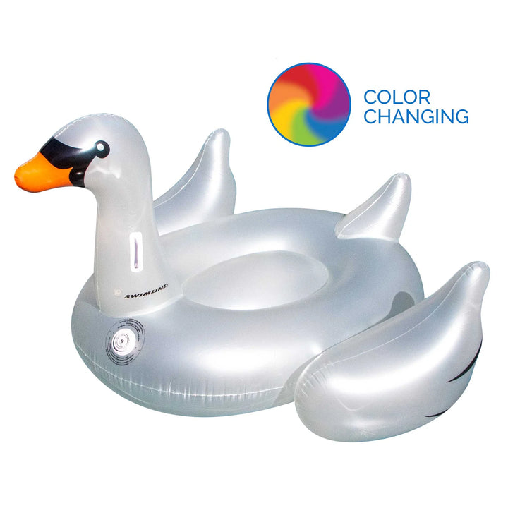 Swimline Giant LED Light-Up Swan Ride-On Pool Float | 90702