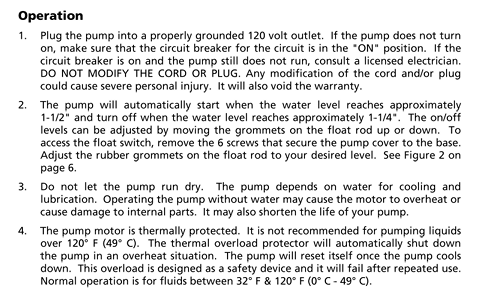 Superior Automatic Pool Cover Pump, 2100 Max GPH, 25' Cord | 92935