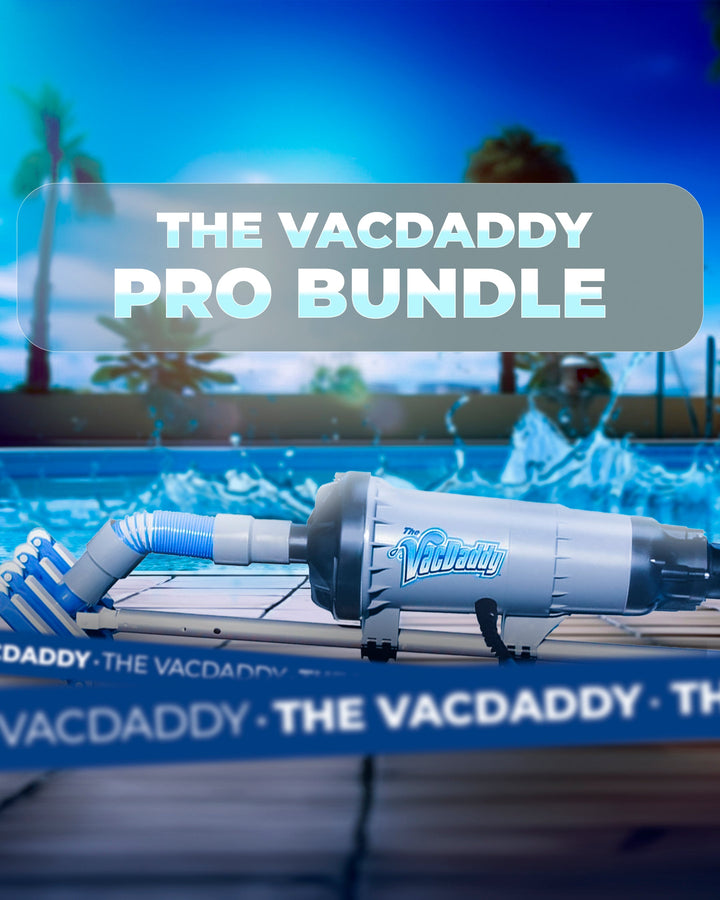 The Pro Bundle with VacDaddy 2.0, Vacuum to Waste Kit, Shallow Water Adapter, 28" Aluminum Adapter Pole, Carry Bag, Gunite Vac Head (with Rigid Handle), and Remote On/Off Switch