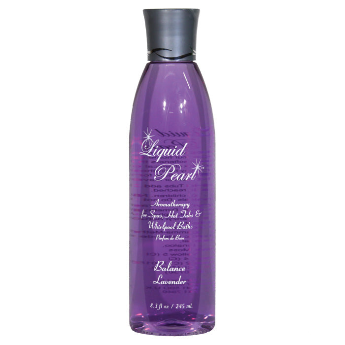 8oz Liquid Pearl Aromatherapy by Insparation Inc clear purple bottle with black cap and white script text for spa and hot tub use