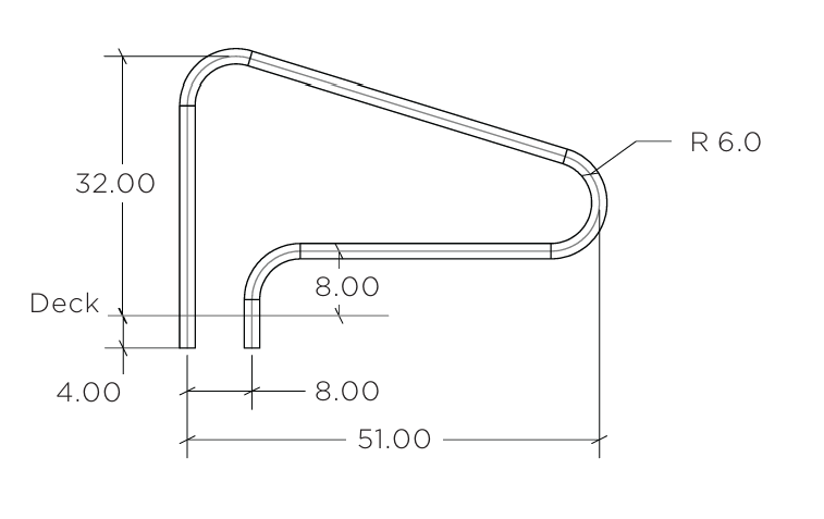 SR Smith 51" Deck Mounted Pool Handrail, Stainless Steel Marine Grade for Salt Pools | DMS-100A-MG
