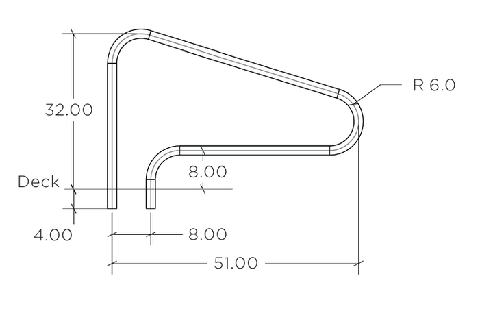 SR Smith 51" Deck Mounted Pool Handrail, Stainless Steel Marine Grade for Salt Pools | DMS-100A-MG