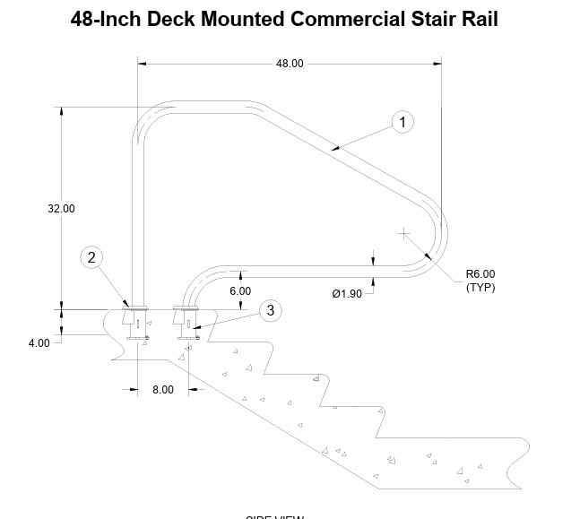 SR Smith 48" Deck Mounted Pool Handrail, Stainless Steel | DMS-101A