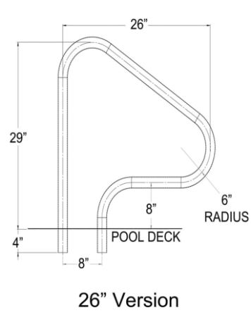 Global Classic 26" Figure 4 Handrail (Pair) .049 | GPP-RL-C49-26FIG4-SS-2