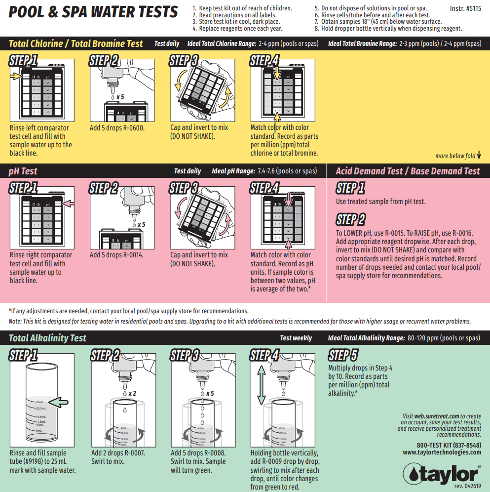 Taylor 3-Way OTO Test Kit For Total Chlorine, Bromine, Ph | K-1000-12