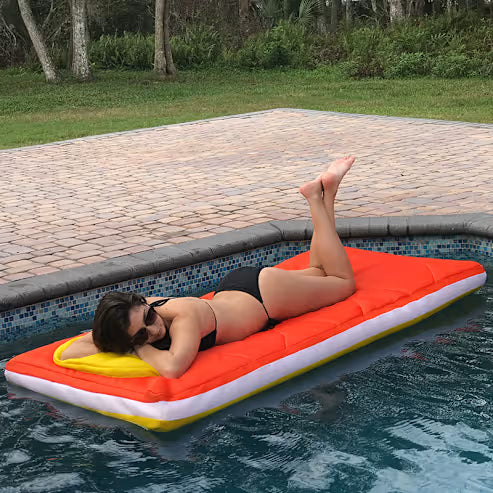 Main Access 3' x 6' Oversized Inflatable Floating Mattress, Dual Color Orange & Yellow w/ Pillows | 305610