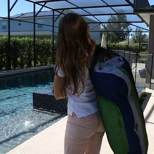 Main Access 3' x 6' Oversized Inflatable Floating Mattress, Dual Color Orange & Yellow w/ Pillows | 305610