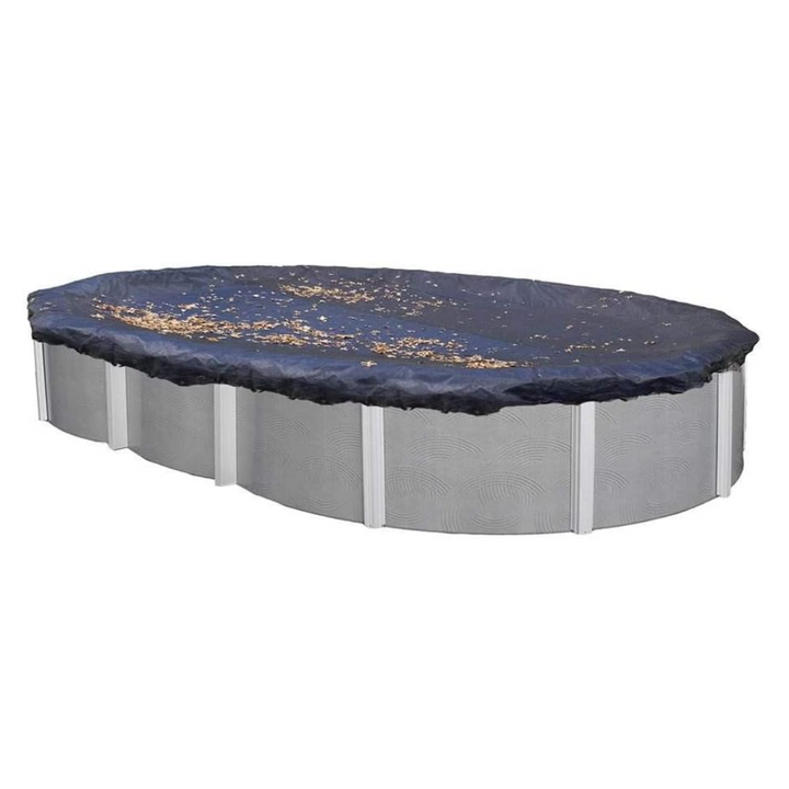 Swimline Super Deluxe 18' x 38' Oval Above Ground Winter Pool Cover, 4' Overlap, Silver/Black | PCO142242