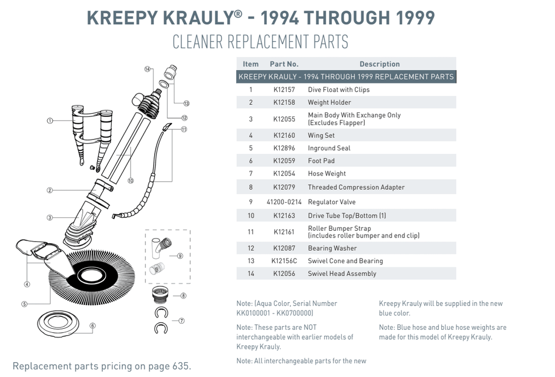 Pentair Wing Kit | Kreepy Krauly Classic Suction Side Pool Cleaner | K12160