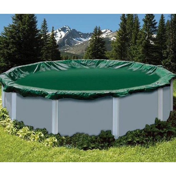 Swimline RipStopper 33' Round Above Ground Winter Pool Cover, 4' Overlap, Green/Black | RIG33