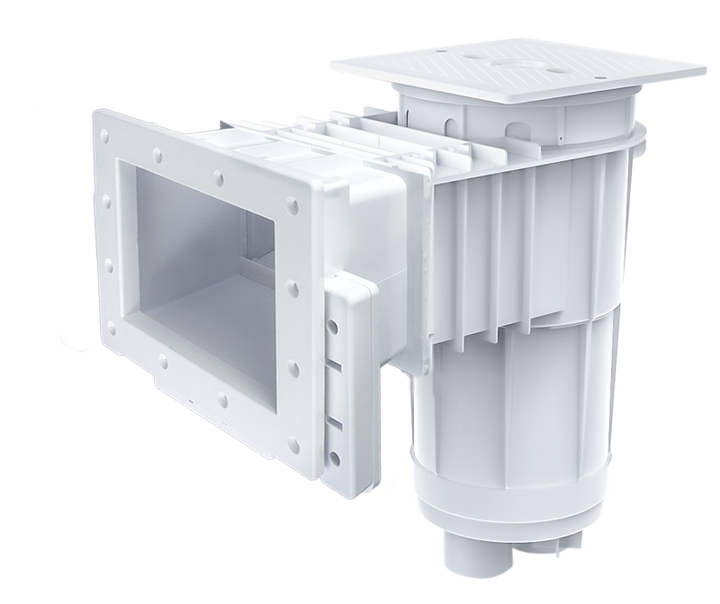CMP Vinyl Liner Skimmer Deluxe with Skim-Vac, Regular Mouth, Square Cover, Dual Port, White | 25160-010-200