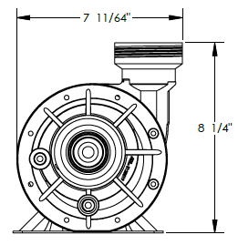 installation diagram showing front view dimensions of Waterway 0.95 HP Hi-Flo 2 dual-speed above ground pump with height and width measurements