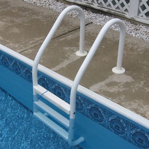 Saftron 3 Step I/G Pool Ladder w/ Escutcheons, White | P-324-L3-W