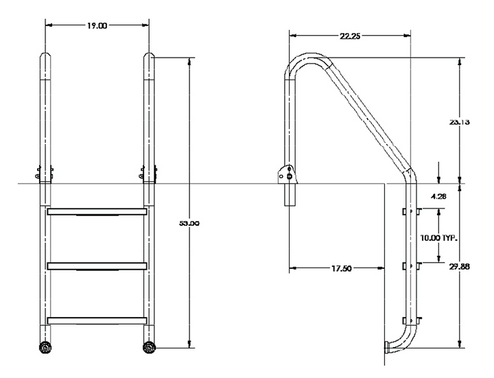S.R. Smith 20" On Center In-Ground Snap-Lok 3-Tread Ladder | SLF-24E-3B