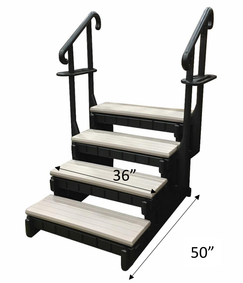 Confer Signature Spa Step 4-Tread 36" Colored Treads With Black Sidewalls | SSS36-4