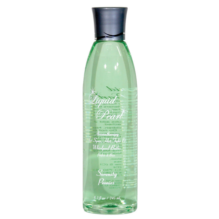 8oz Liquid Pearl Aromatherapy bottle by Insparation Inc with translucent green liquid and clear white text on slender tall bottle with black flip cap