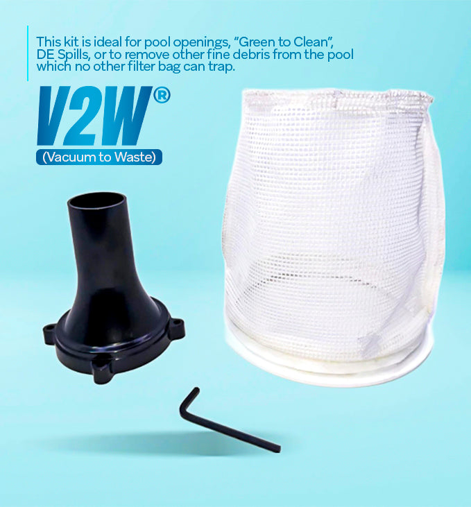 The Pro Bundle with VacDaddy 2.0, Vacuum to Waste Kit, Shallow Water Adapter, 28" Aluminum Adapter Pole, Carry Bag, Gunite Vac Head (with Rigid Handle), and Remote On/Off Switch