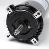 Century 1.5HP pool pump motor with a black round housing, threaded metal shaft, and four mounting brackets