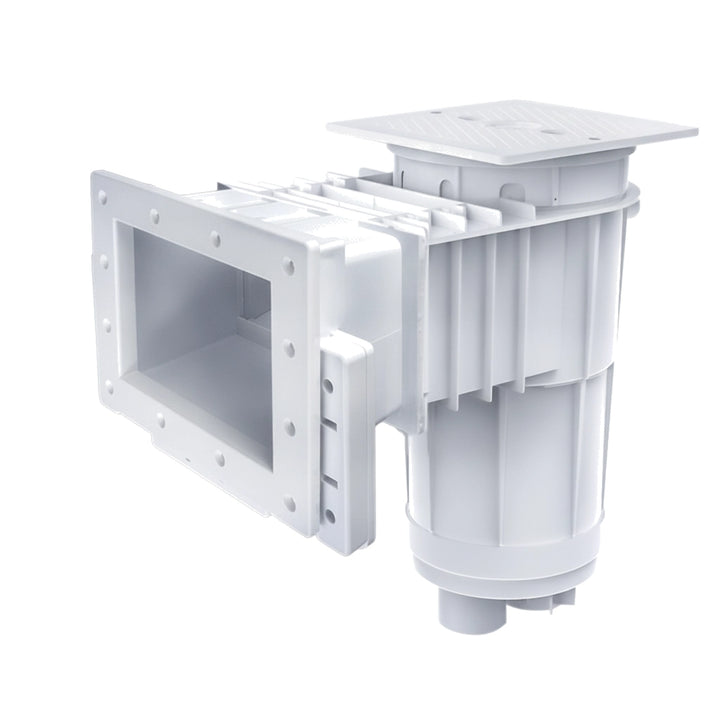 CMP Vinyl Liner Skimmer Deluxe with Skim-Vac, Regular Mouth, Square Cover, Dual Port, White | 25160-010-200