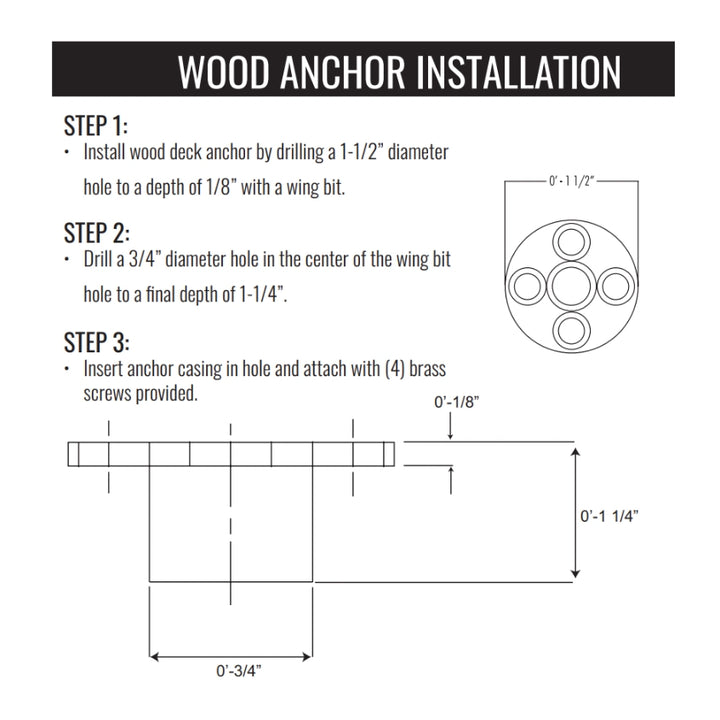GLI Wood Deck Anchor &amp; Screws for Pool Safety Covers | 99-20-9100046