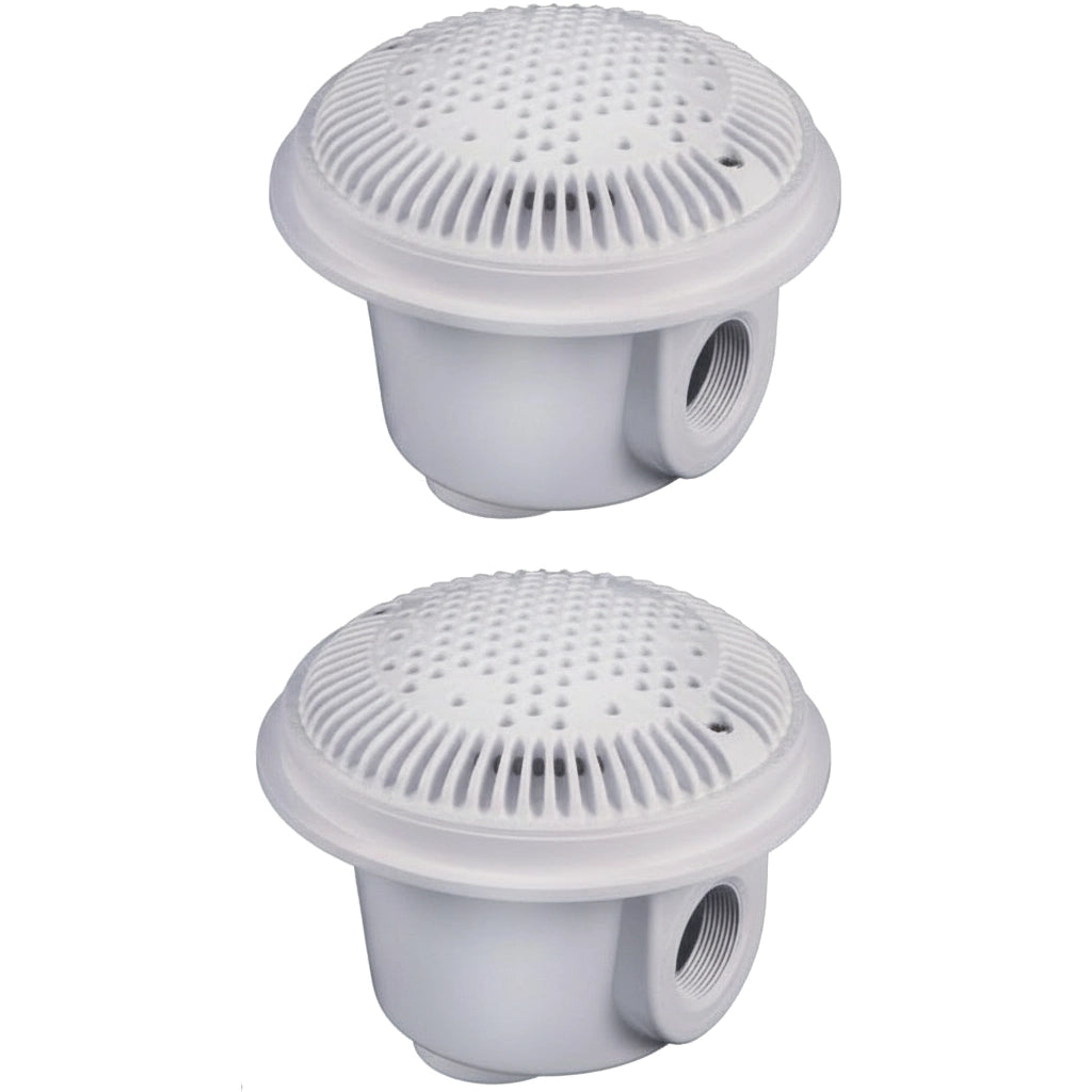 Hayward 8" Round Main Drain Dual Outlet Suction, 1-1/2" FIP x 1-1/2"  FIP, White, Concrete | WG1051AVPAK2