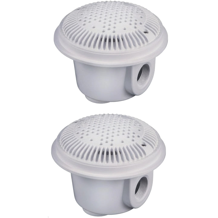 Hayward 8" Round Main Drain Dual Outlet Suction, 1-1/2" FIP x 1-1/2"  FIP, White, Concrete | WG1051AVPAK2