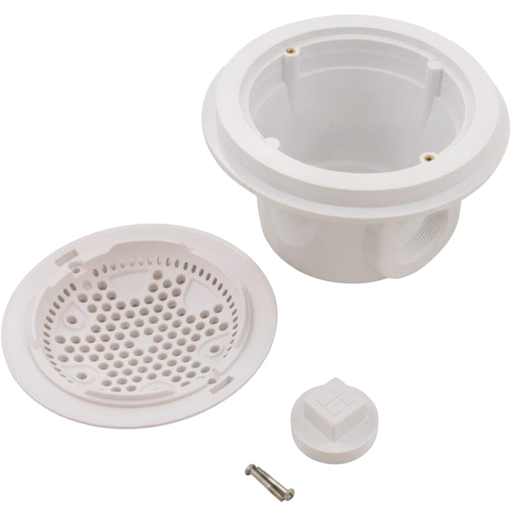 Hayward 8" Round Main Drain Dual Outlet Suction, 1-1/2" FIP x 2"  FIP, White, Concrete  | WG1053AVPAK2