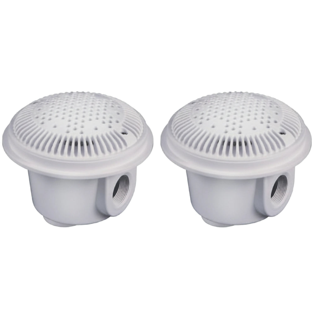 Hayward 8" Round Main Drain Dual Outlet Suction, 2" FIP x 1-1/2"  FIP, White, Concrete  | WG1052AVPAK2