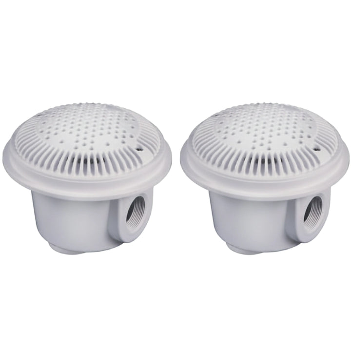 Hayward 8" Round Main Drain Dual Outlet Suction, 2" FIP x 1-1/2"  FIP, White, Concrete  | WG1052AVPAK2