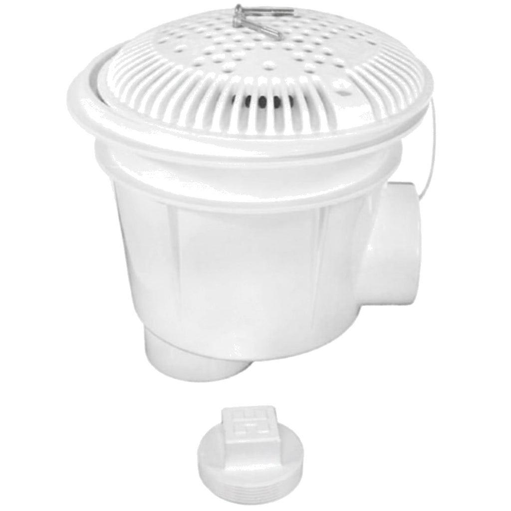 Hayward 8" Round Main Drain Dual Suction Outlet w/Adjustable Plaster Collar 2 Pack, 2" FIP x 2" FIP, White, Concrete | WG1154AVPAK2