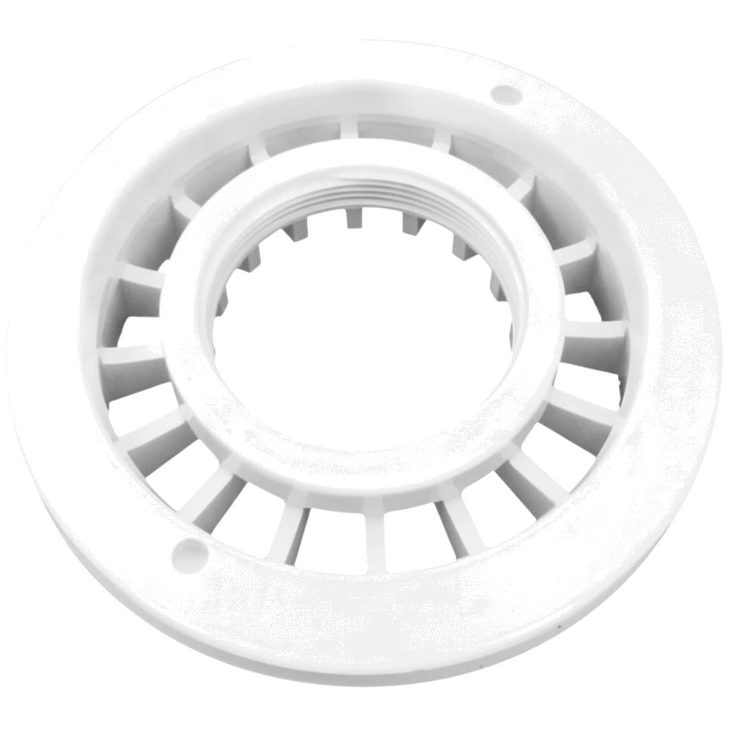 White round plastic Hayward SPX1450BG bulkhead fitting with internal threads and radial support ribs.