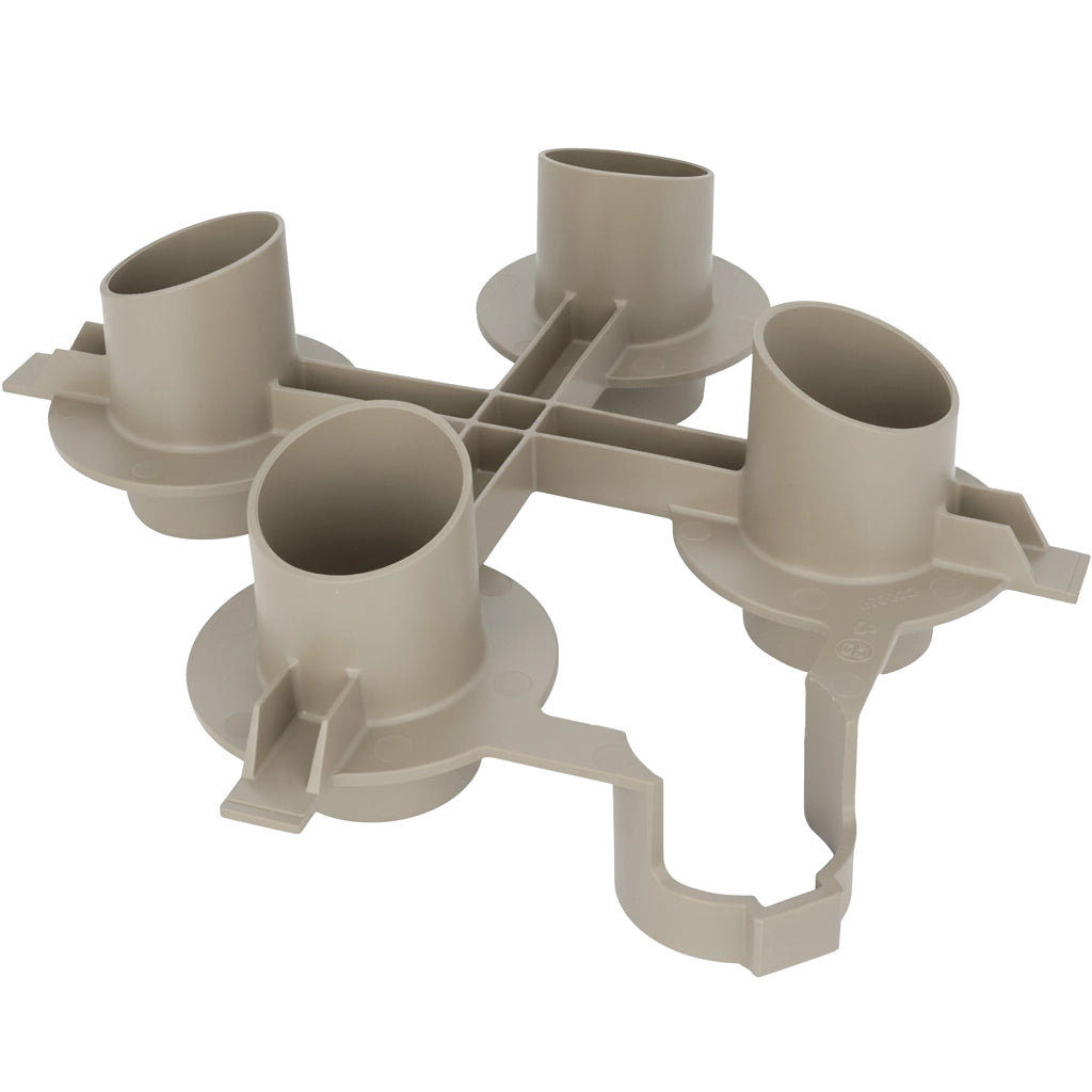 Tan plastic Hayward CX3030D cartridge mounting plate with four cylindrical ports and cross-brace supports.