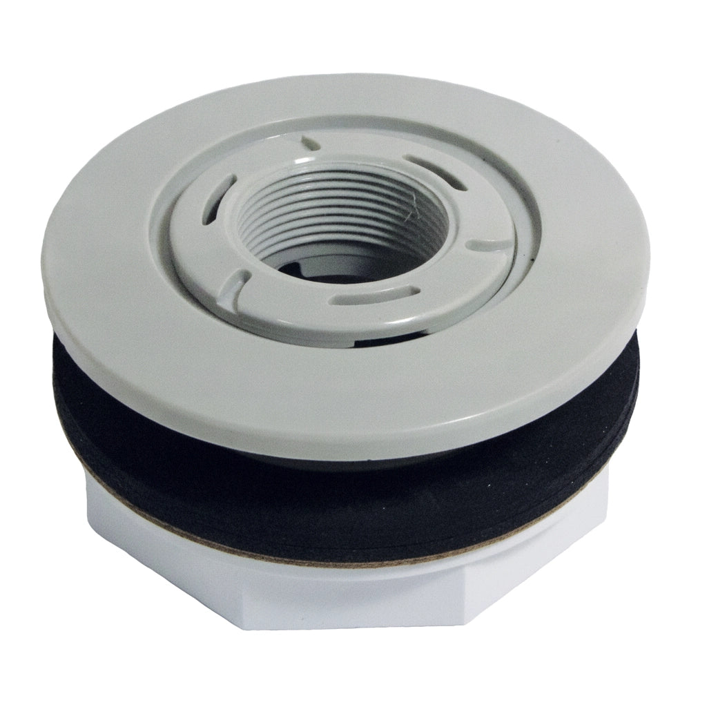 Hayward SP0537AFGR gray fiberglass accent light wall fitting with threaded center and black gasket.